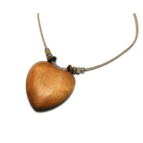 Necklace, European style Necklace, big wooden heart Necklace