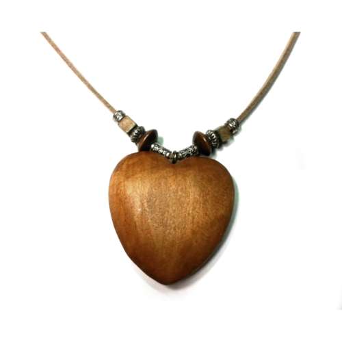 Necklace, European style Necklace, big wooden heart Necklace