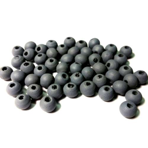 Wooden Beads 6mm dark grey mat 20 pc