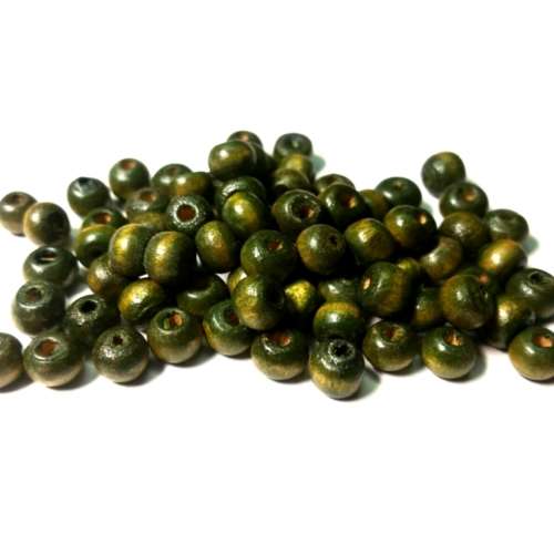 Beads / Wooden Beads / 6mm / kaki green Beads / Price p. 100 pcs / Beads for crafting