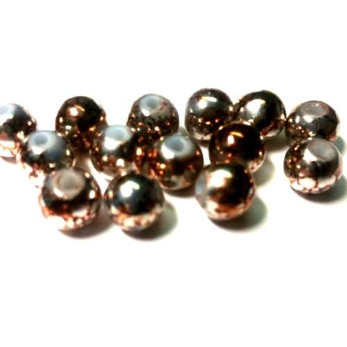 Beads / 10pcs Glass Pearl Beads dyed / silver brown /paint 8mm / for crafting