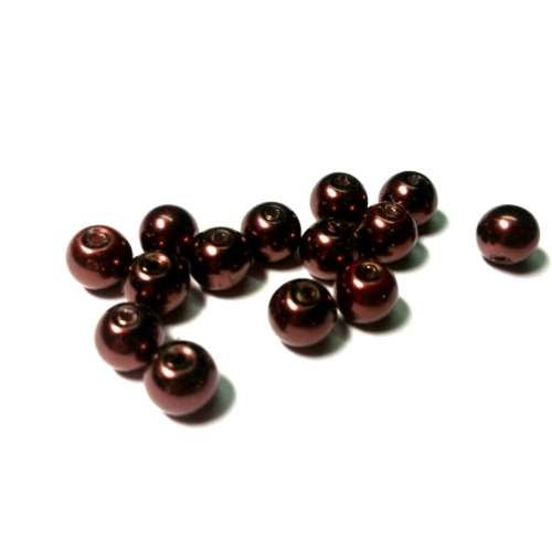 Beads / 20pcs Glass Pearl Beads dyed -paint / red brown / 6mm / for crafting