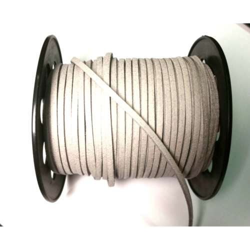 Velours synth. Leather Cord String / 3mm -light grey / Price per meter / for jewellery crafting
