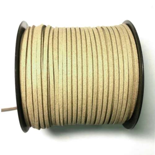 Velours synth. Leather Cord String / 3mm - beige / Price per meter / for jewellery crafting