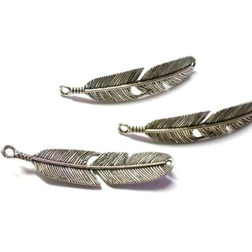 Connector or pendant feather 57x12mm price p. 1pc / for crafting
