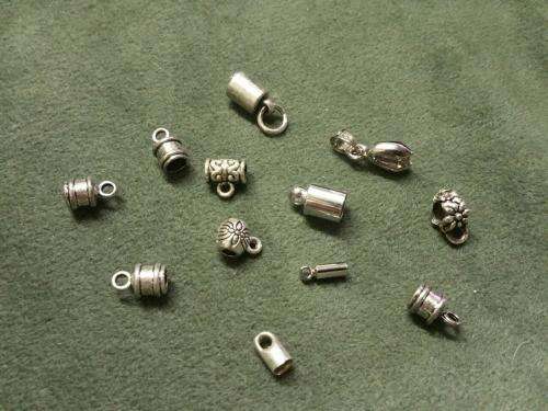 Cord ends / 3-4mm cord end  caps and diverse pices anique silver color  price 12pcs/ for crafting