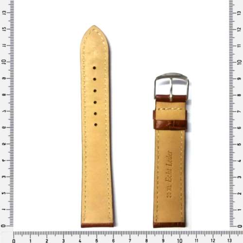 Strap, 20mm watch strap / genuine leather strap, fox brown / Strap made in Germany