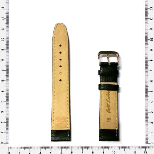 Strap, 18mm watch strap / genuine leather strap, black / Strap made in Germany