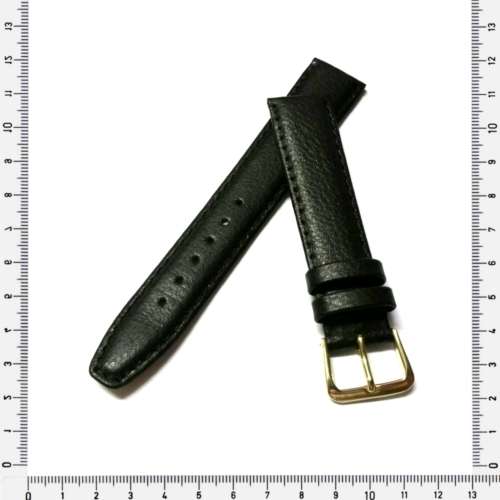 Strap, 18mm watch strap / genuine leather strap, black / Strap made in Germany