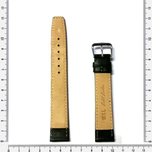 Strap, 18mm watch strap / genuine leather strap, black / XL extra long / Strap made in Germany
