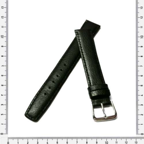 Strap, 18mm watch strap / genuine leather strap, black / XL extra long / Strap made in Germany