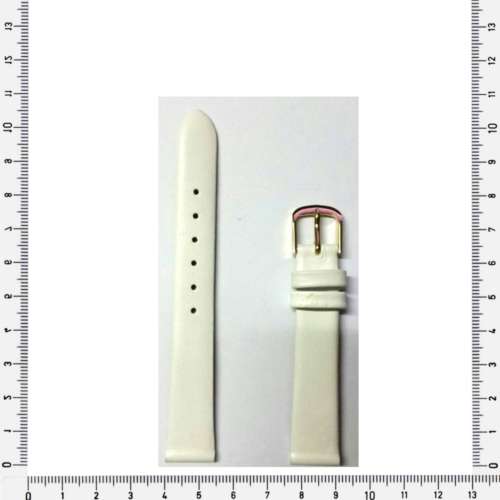 Strap, 14mm watch strap / genuine leather strap / white / Strap Made in Germany