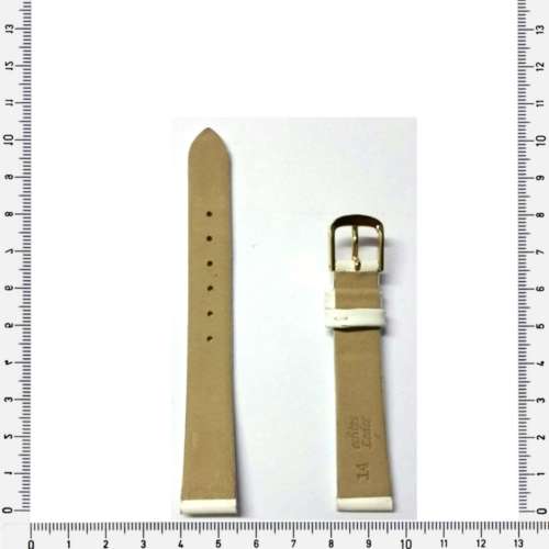 Strap, 14mm watch strap / genuine leather strap / white / Strap Made in Germany