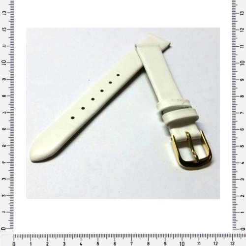 Strap, 14mm watch strap / genuine leather strap / white / Strap Made in Germany