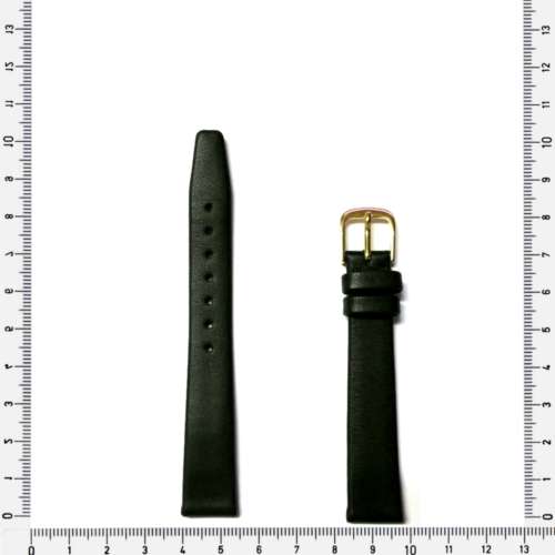 Strap, 14mm watch strap / genuine leather strap / mat black / Strap Made in Germany
