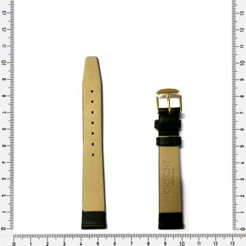 Strap, 14mm watch strap / genuine leather strap / mat black / Strap Made in Germany