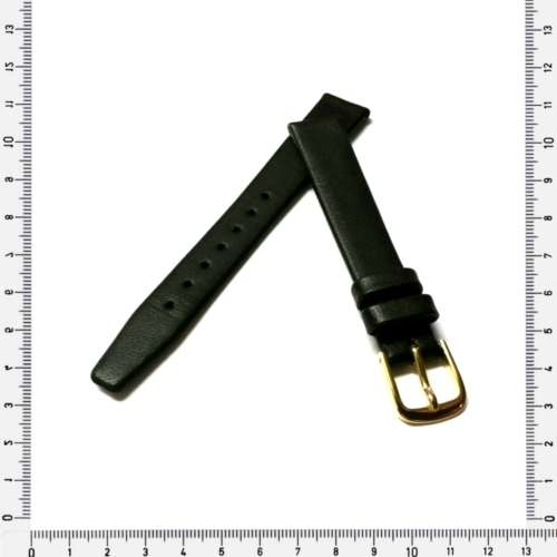 Strap, 14mm watch strap / genuine leather strap / mat black / Strap Made in Germany