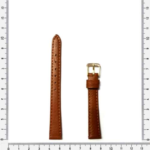 Strap, 12mm watch strap / genuine leather strap, brown, Strap Made in Germany