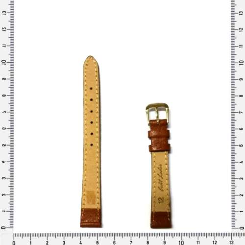 Strap, 12mm watch strap / genuine leather strap, brown, Strap Made in Germany