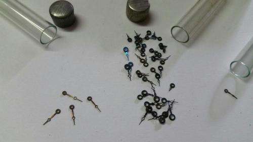 antique Watch parts / spares / Box with different small hands /Watchmaker Treasures 27 tubes