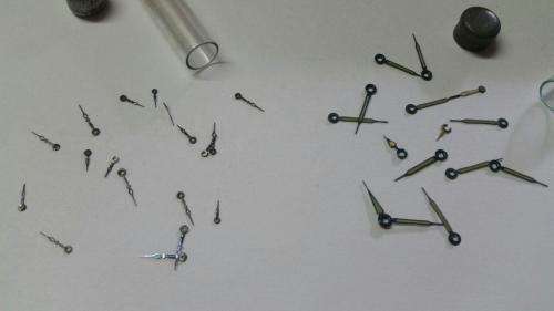 antique Watch parts / spares / Box with different small hands /Watchmaker Treasures 27 tubes