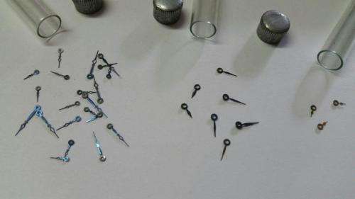 antique Watch parts / spares / Box with different small hands /Watchmaker Treasures 27 tubes