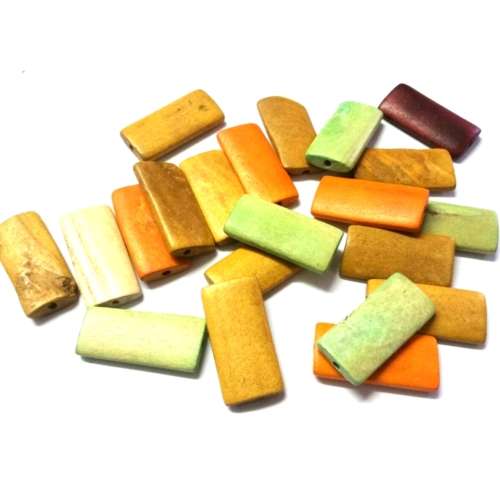 Beads / Wooden beads/ rectangle mixed colors 40x20mm/21pcs special price-some demaged / for crafting