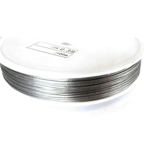 Wire / Steel Wire / plastic layered /flexible /0.38mm - silver grey/ price p. m / Wire for crafting