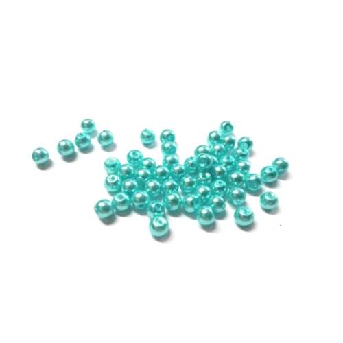 Beads / 50pcs Glass Pearl Beads dyed / light blue Beads/ 4mm/ Beads for crafting