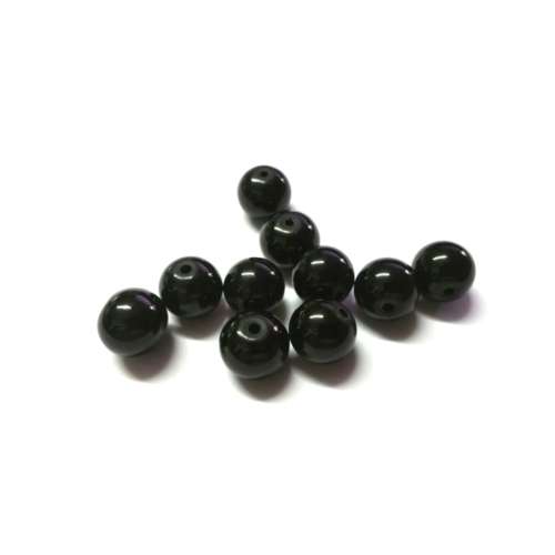 Beads /10pcs Glass Pearl Beads  / black Beads /- 10mm, Beads for crafting