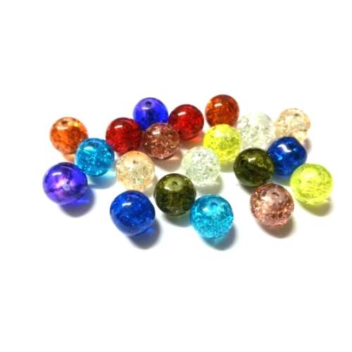 Beads / Glass Beads / Crackle Beads / smashed optic 10mm / mixed colors / 20pcs / Beads for crafting