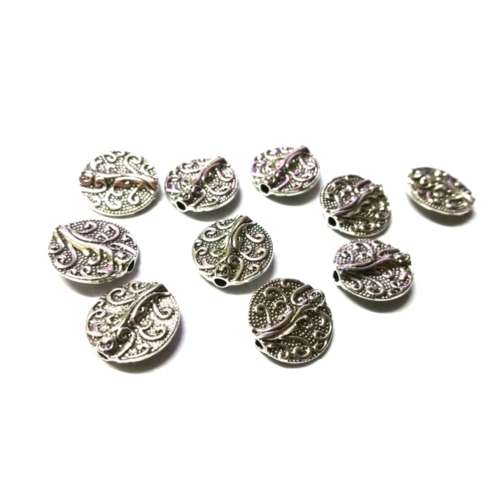 Beads / Metal  Beads / silver Beads, 13mm x 3mm / 10pcs / Beads for jewellery crafting