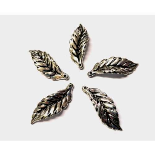 Pendant / acrylic Pendant /5pcs/ leaf (metal optic) - pendant -40mm x14mm, Beads for crafting
