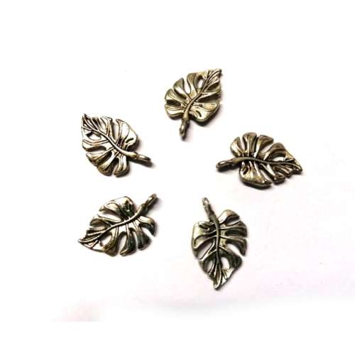 Pendant  -5pcs -20mm x 13mm - Metal Nickel free - leaf / for crafting