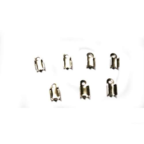 Crimp End Beads, Color Silver Corrugated Fold Over Cord Ends With Loop, 9.3mmx4mm (20Pcs)/ for craft