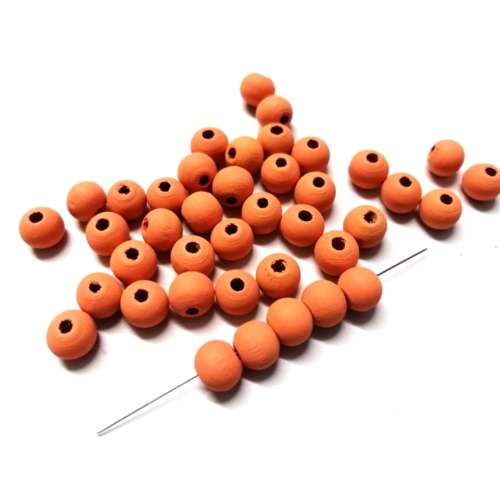 Beads / Wooden Beads  8mm  mat orange Beads- 40 pcs / Beads for crafting