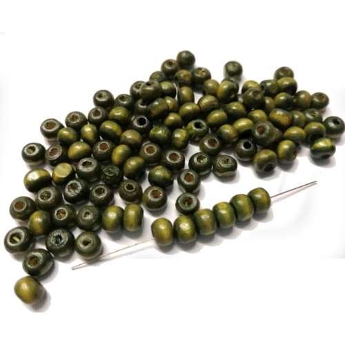 Beads / Wooden Beads / 6mm / kaki green Beads / Price p. 100 pcs / Beads for crafting