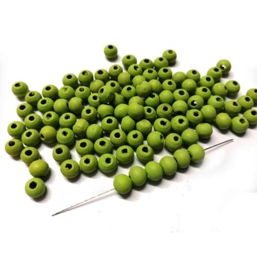 Beads / Wooden Beads / 6mm / lind green Beads / Price p. 100 pcs / Beads for crafting