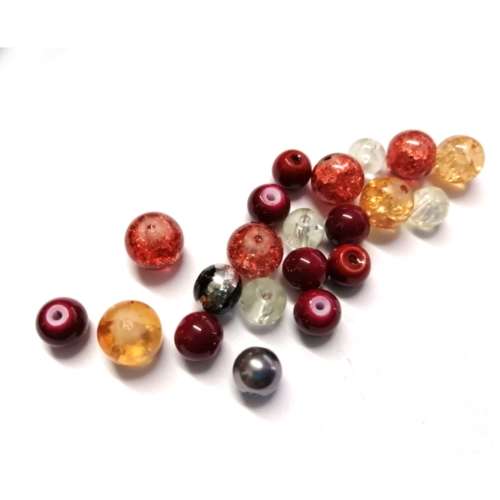 Beads / 21pcs Glass Beads, Bead MIX - 8-10mm, Beads for crafting