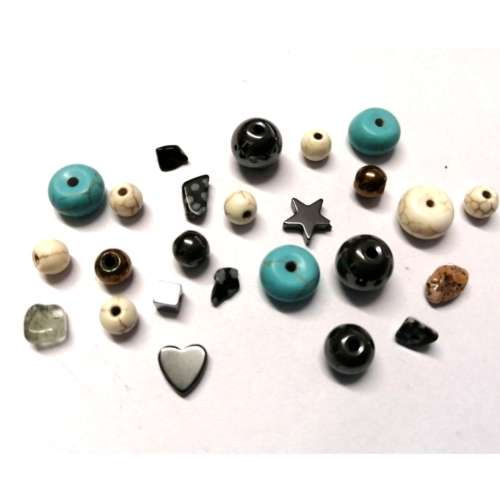 Beads / 25pcs/ Howlite, Gemstone, Hematit Beads  / 5-10mm  /Beads for jewellery crafting