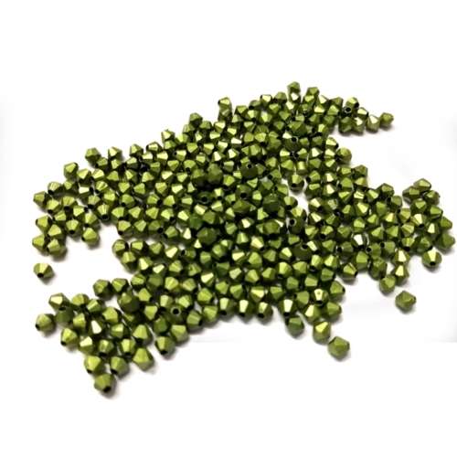 Beads /Acrylic Beads - 3mm -  300 pcs metallic green- for jewellery crafting