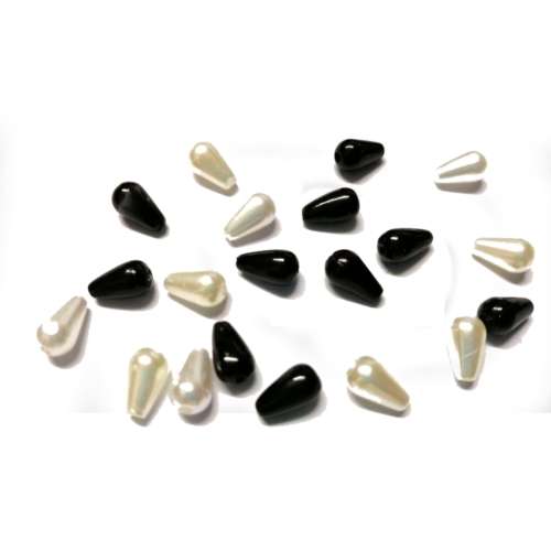 Beads /Acrylic Beads - 10x6mm -  20 pcs black-whites- for jewellery crafting