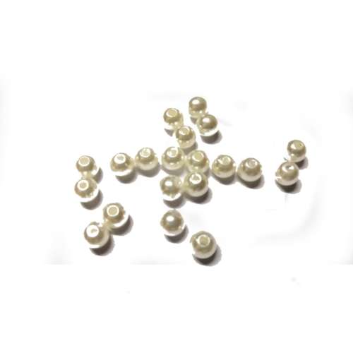 Beads /Acrylic Beads - 6mm -  20 pcs pearl white- for jewellery crafting