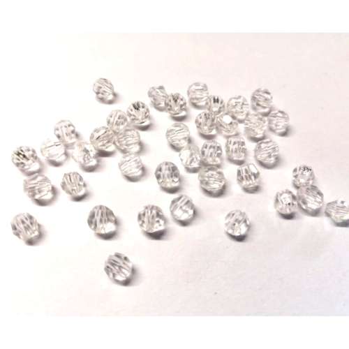 Beads / Acrylic Beads - 6mm -  40 pcs - color less - Crystal Cut Ball for jewellery crafting