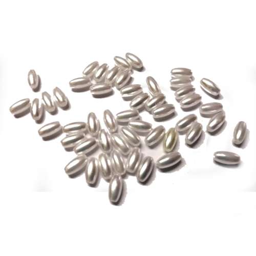 Beads / Acrylic Beads - 8mm -  50 pcs - pure white - Oval for jewellery crafting