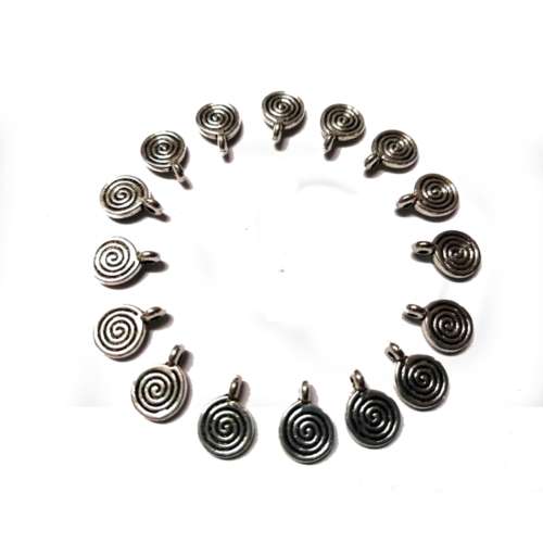 Pendant  - Pendants  - Silver Metal   - 15pcs - 8mm round for crafting