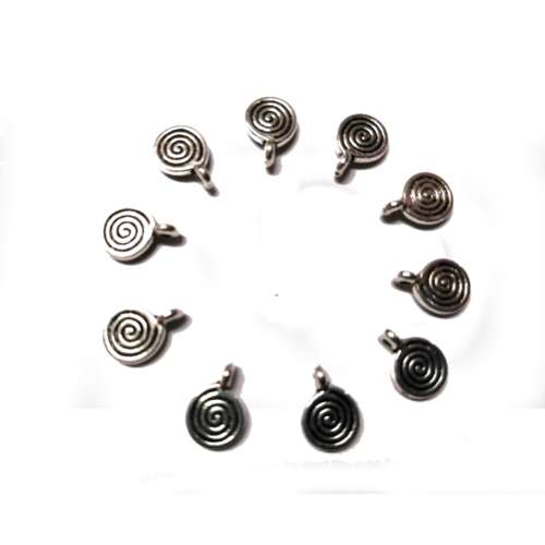 Pendant  - Pendants  - Silver Metal   - 10pcs - 8mm round for crafting