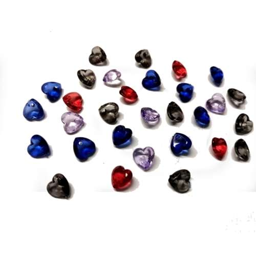 Beads / Acrylic Beads - 8mm -  30 pcs - Mixed Color Hearts for jewellery crafting