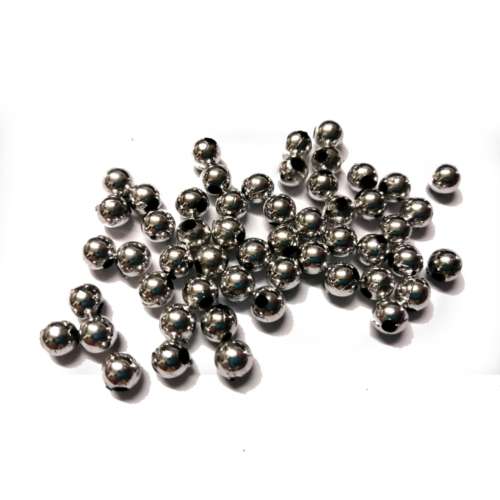 Beads / Acrylic Beads - 6mm -  52 pcs - Silver Metal Optic- for jewellery crafting