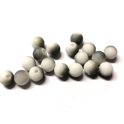 Beads / Synth.  Stone Beads - white/grey - 18pcs  - 8mm -ball- Hole +/-1.5mm / Beads for crafting